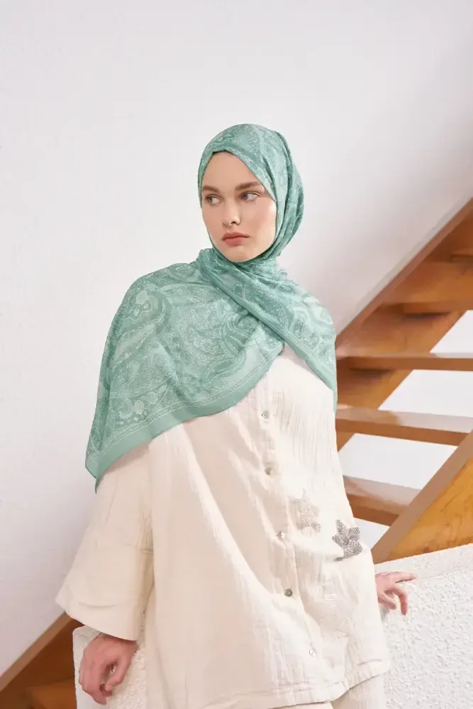 Endless Lena Desen Şal - Su Yeşili - 4