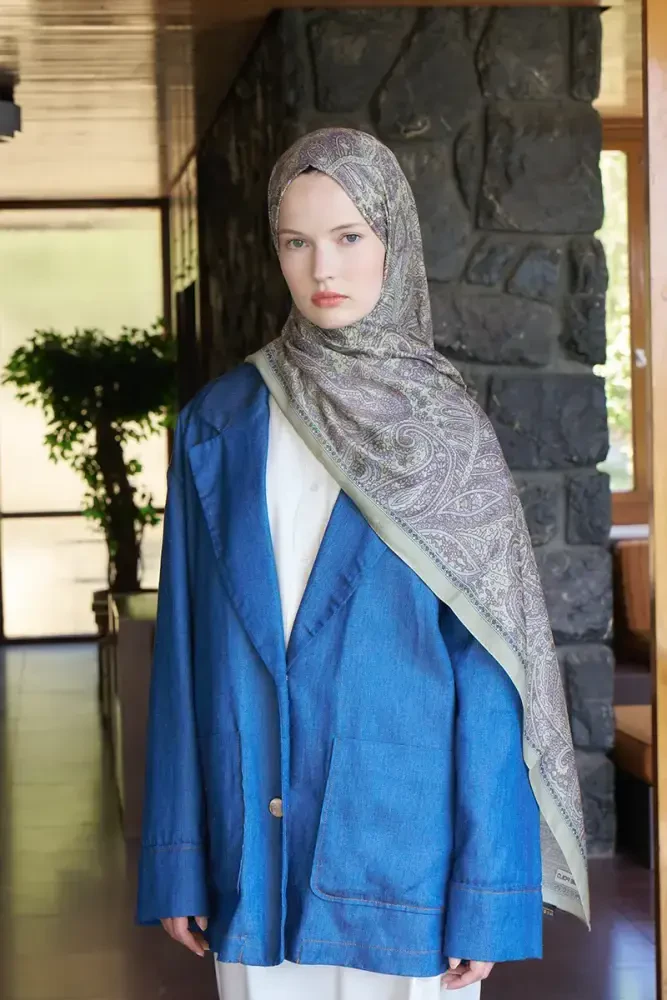 Endless Lena Desen Şal - Yeşil - MADAME POLO