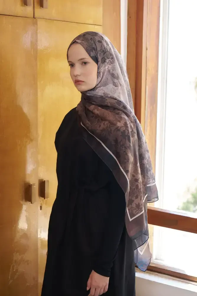 Endless Sunlit Desen Şal - Kahverengi - MADAME POLO