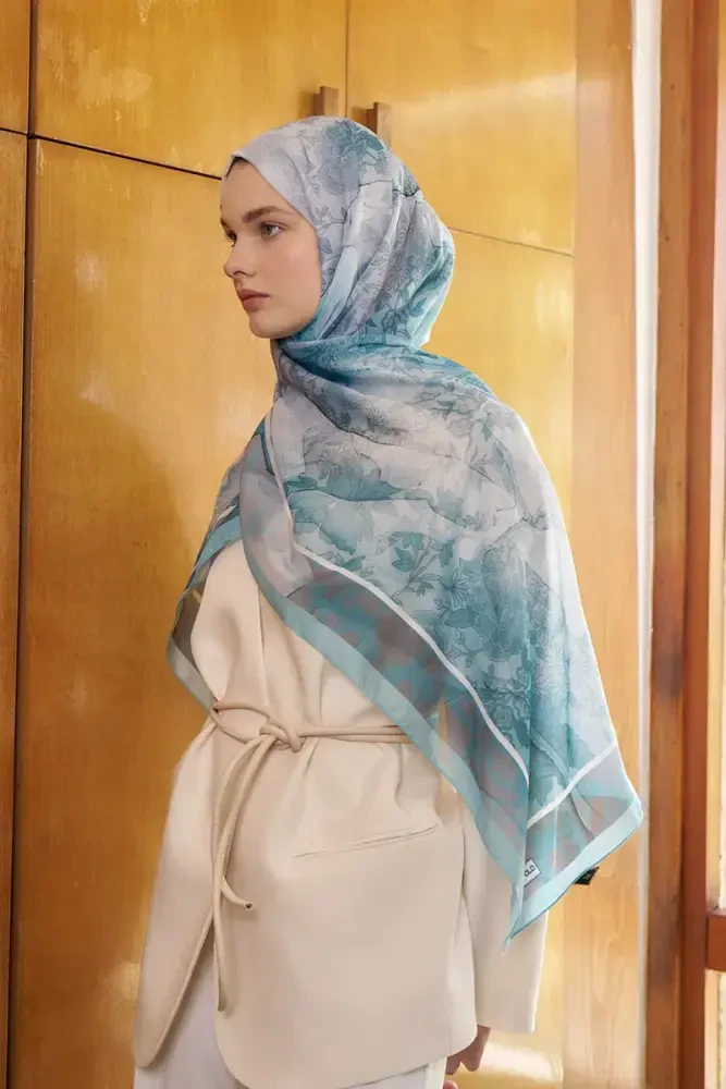 Kübra KOÇ Endless Sunlit Desen Şal - Mint - MADAME POLO