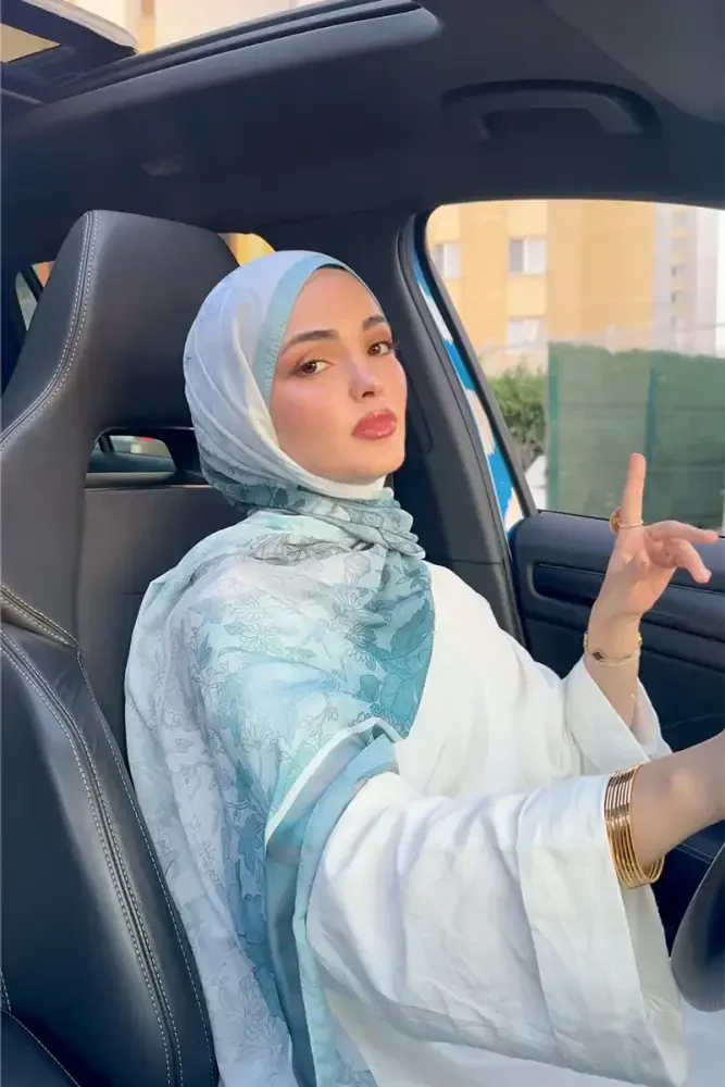 Kübra KOÇ Endless Sunlit Desen Şal - Mint - MADAME POLO