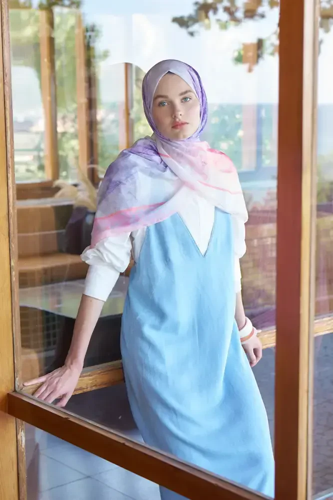 Endless Sunlit Desen Şal - Pembe - MADAME POLO