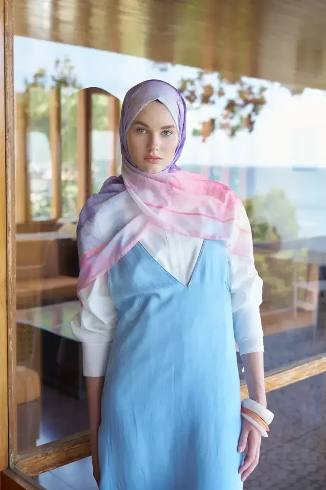 Endless Sunlit Desen Şal - Pembe - MADAME POLO