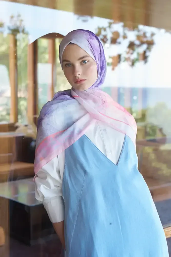 Endless Sunlit Desen Şal - Pembe - MADAME POLO