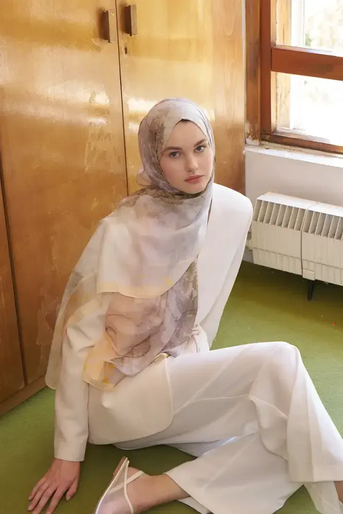 Endless Sunlit Desen Şal - Sarı - MADAME POLO