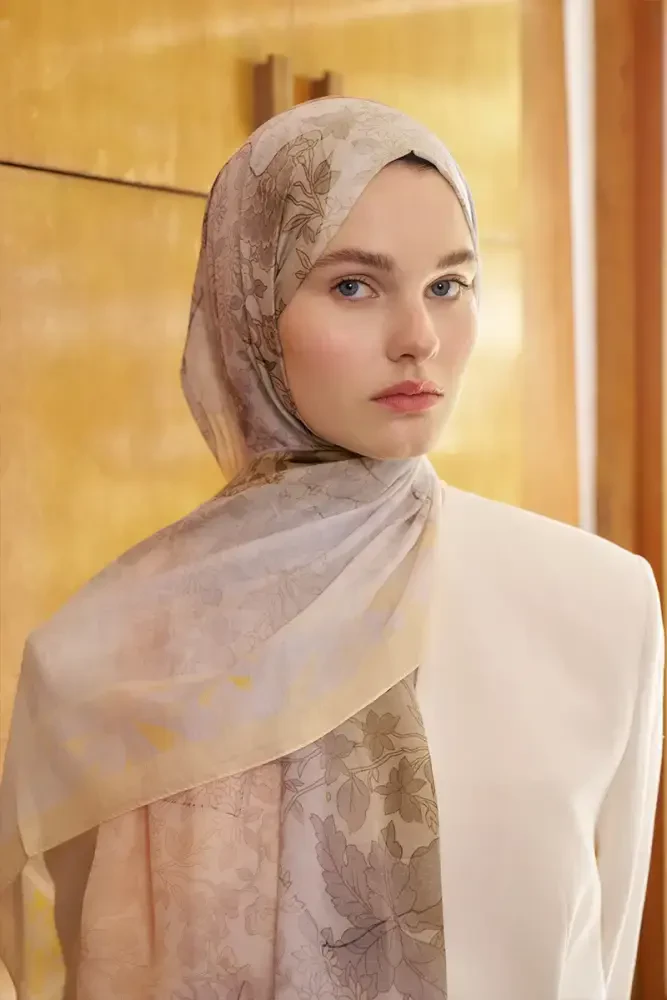 Endless Sunlit Desen Şal - Sarı - MADAME POLO