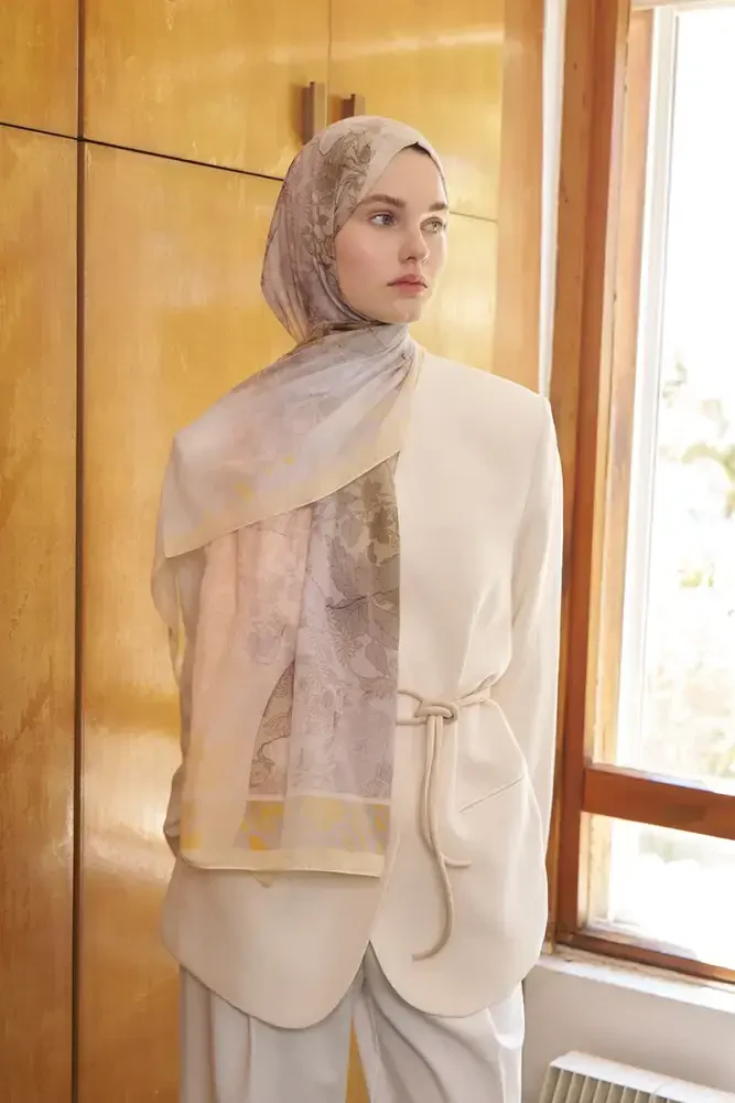 Endless Sunlit Desen Şal - Sarı - 4