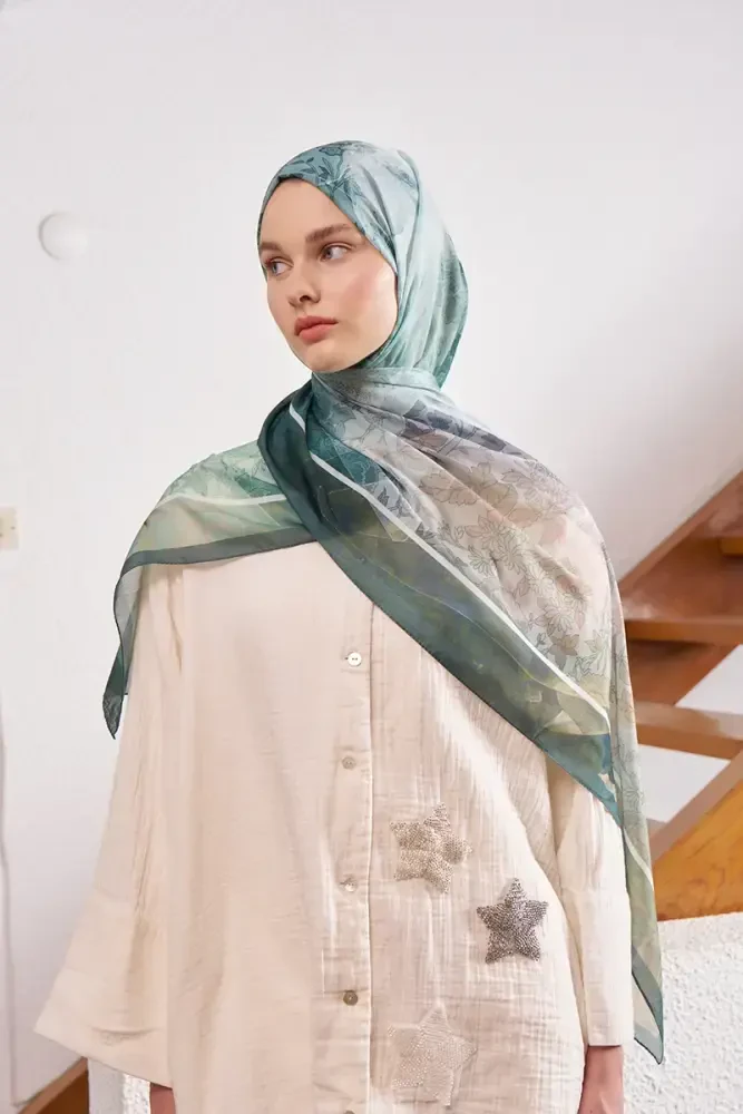 Endless Sunlit Desen Şal - Yeşil - 4