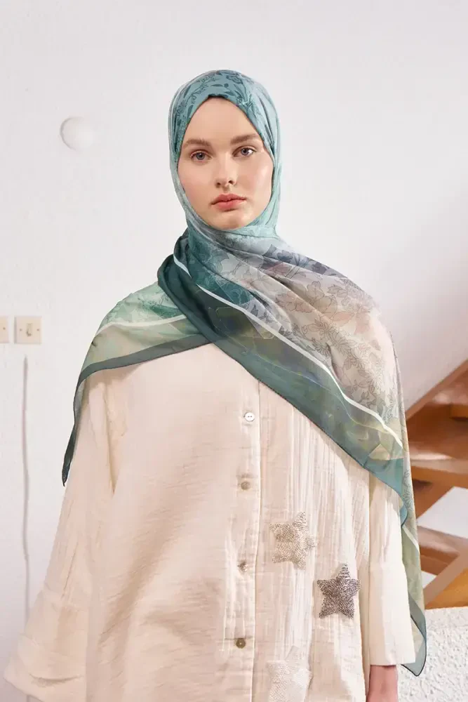 Endless Sunlit Desen Şal - Yeşil - 5