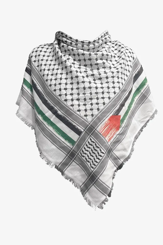 Filistin Bayraklı Günlük Kullanıma Uygun Kefiye Puşi Kare - 1