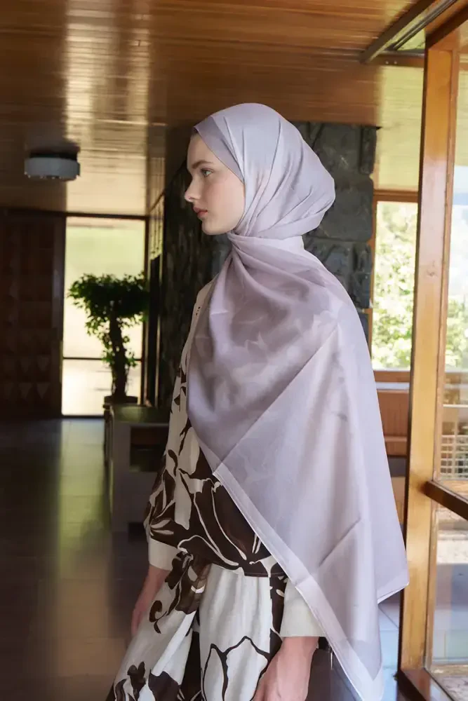 Fransız İpeği Degrade Desen Şal - Bej - 4