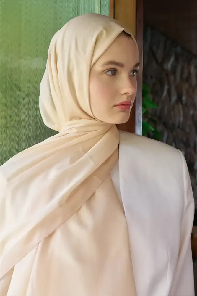 Fransız İpeği Degrade Desen Şal - Sarı - MADAME POLO