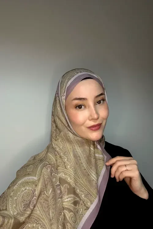 Fransız İpeği Saray Desen Şal - Gül Kurusu 