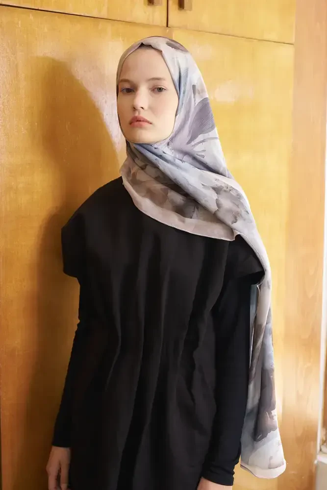 Fransız İpeği Ahenk Desen Şal - Vizon - 3