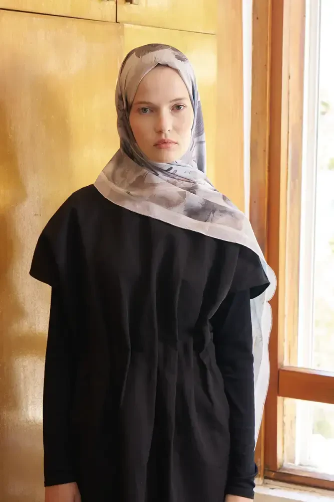 Fransız İpeği Ahenk Desen Şal - Vizon - 4
