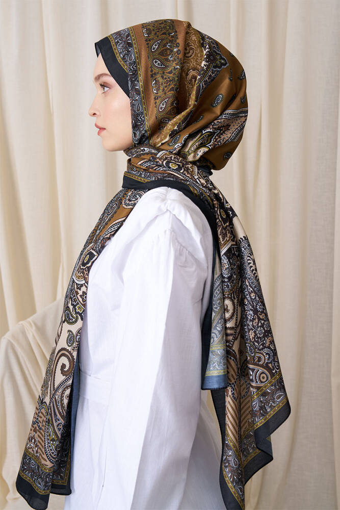 Historical Dionessa Desen Şal - Hardal - 3