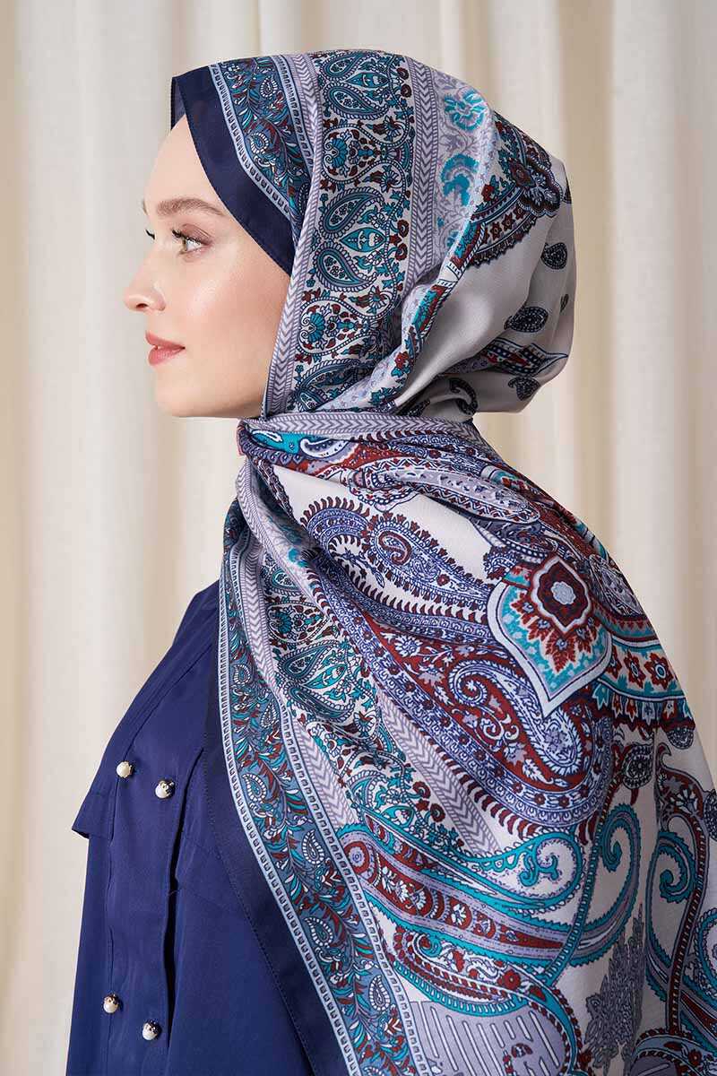 Historical Dionessa Desen Şal - Mavi - MADAME POLO