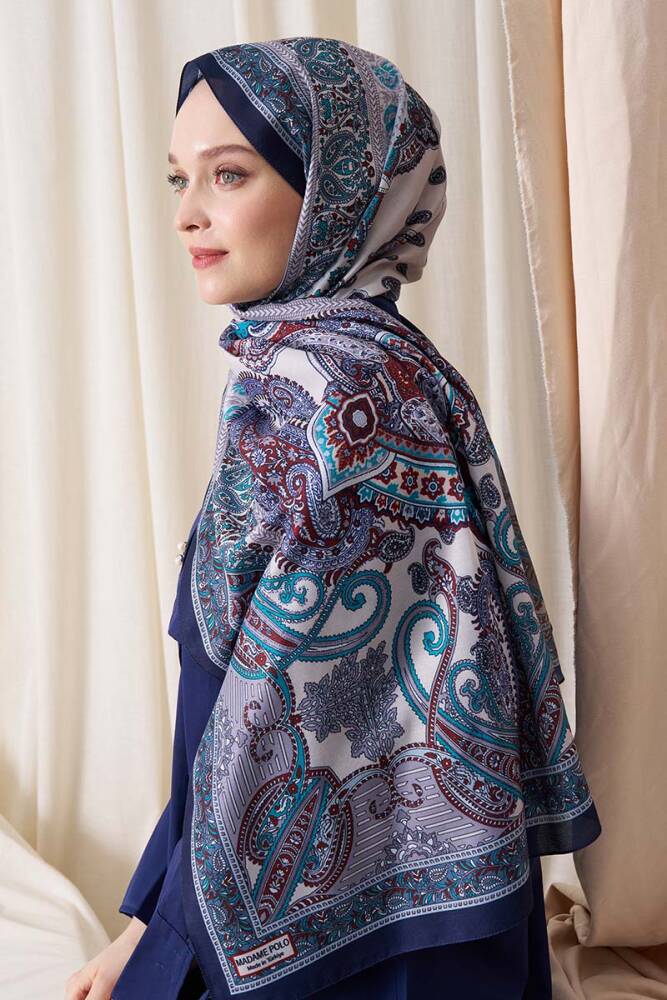 Historical Dionessa Desen Şal - Mavi - 3