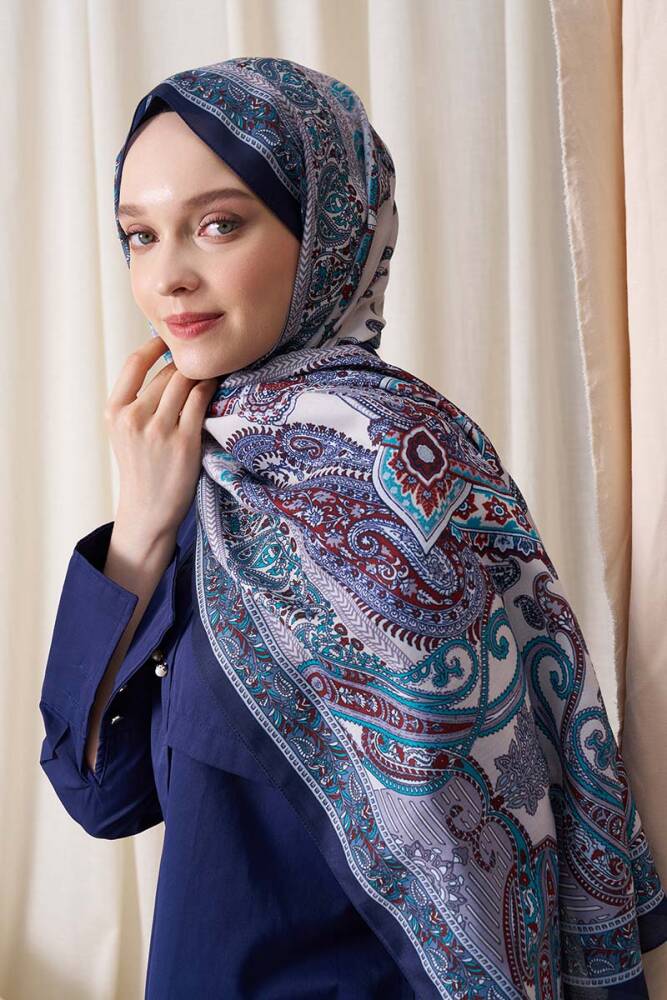 Historical Dionessa Desen Şal - Mavi - 4