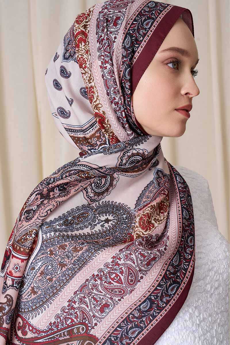 Historical Dionessa Desen Şal - Mürdüm - MADAME POLO