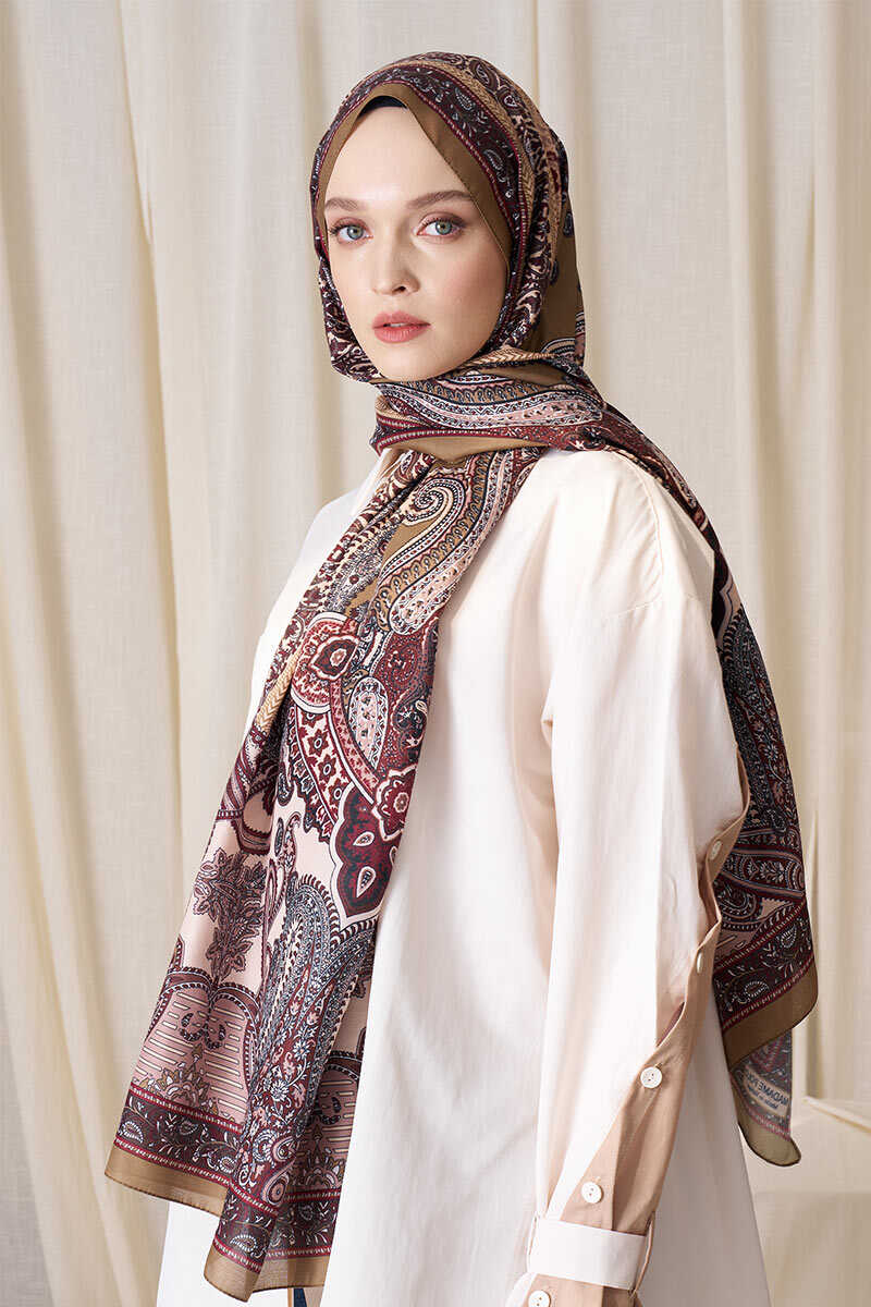 Historical Dionessa Desen Şal - Yağ Yeşili - MADAME POLO