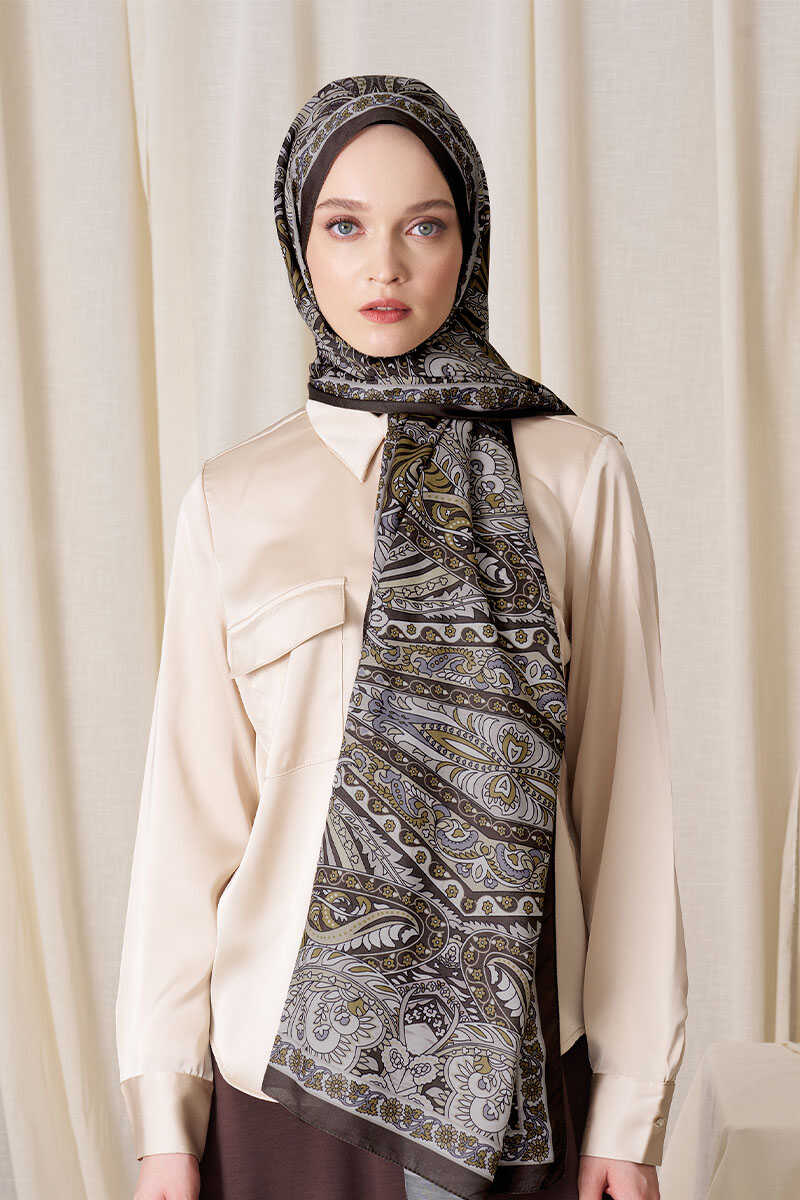 Historical Florentis Desen Şal - Hardal - MADAME POLO