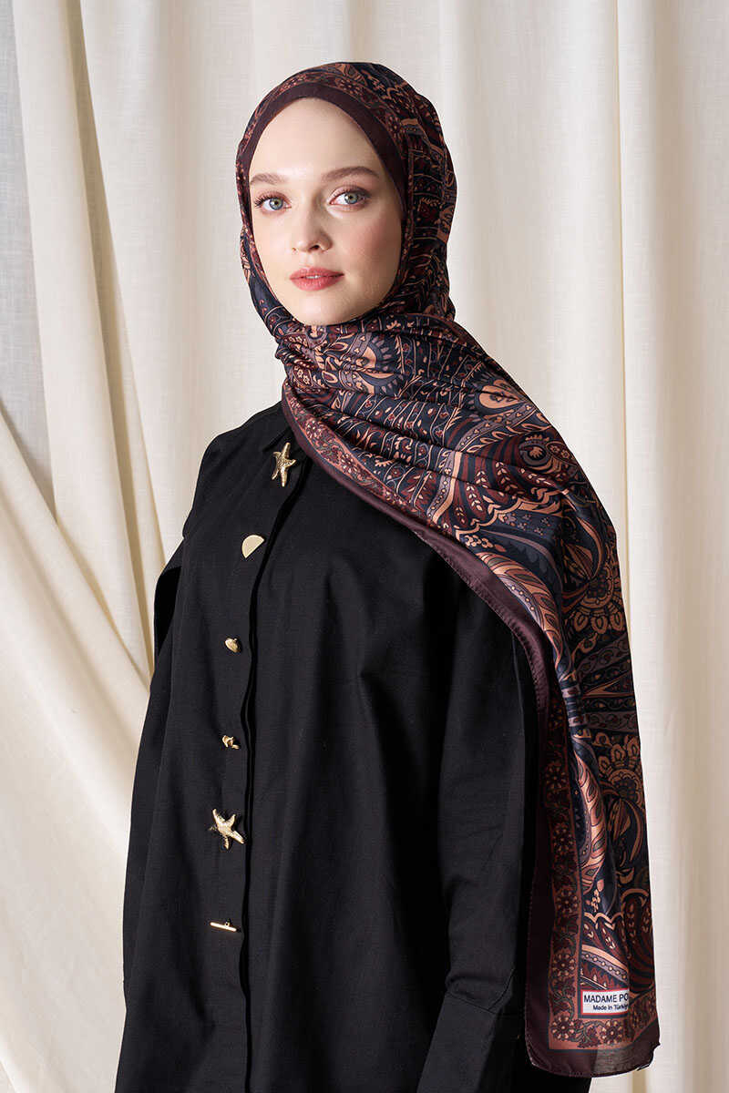 Historical Florentis Desen Şal - Kahverengi - MADAME POLO