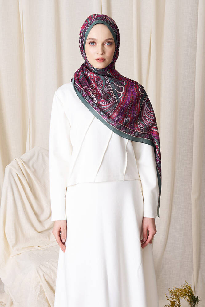 Tuba Bağ Historical Florentis Desen Şal - Yeşil - 2