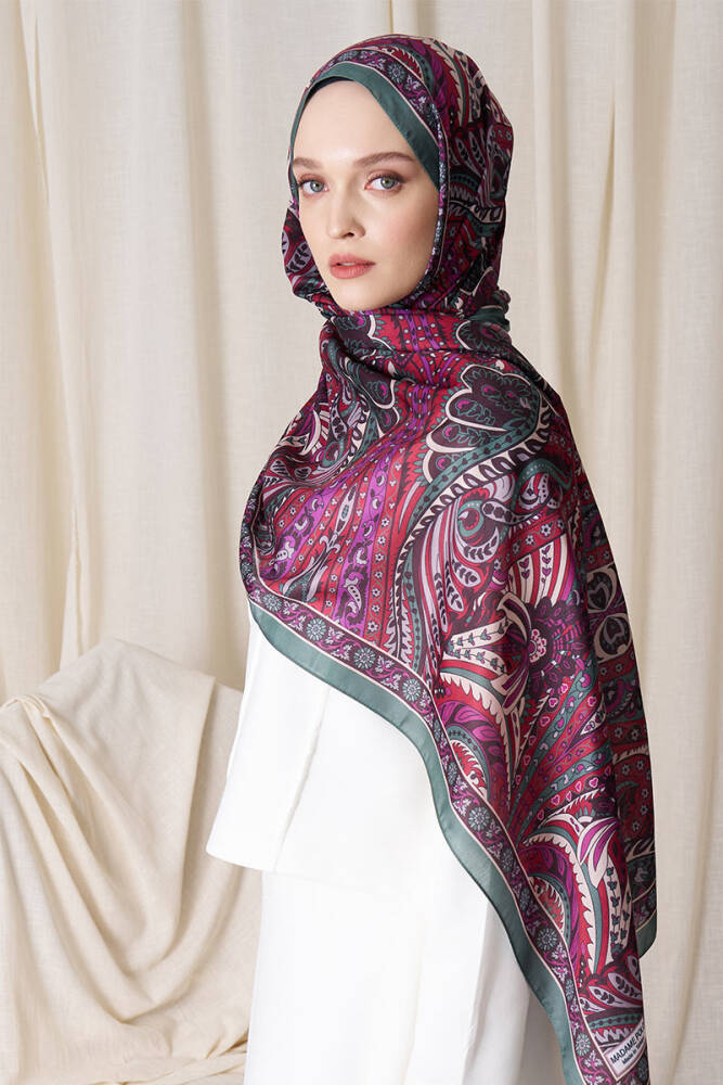 Tuba Bağ Historical Florentis Desen Şal - Yeşil - 4