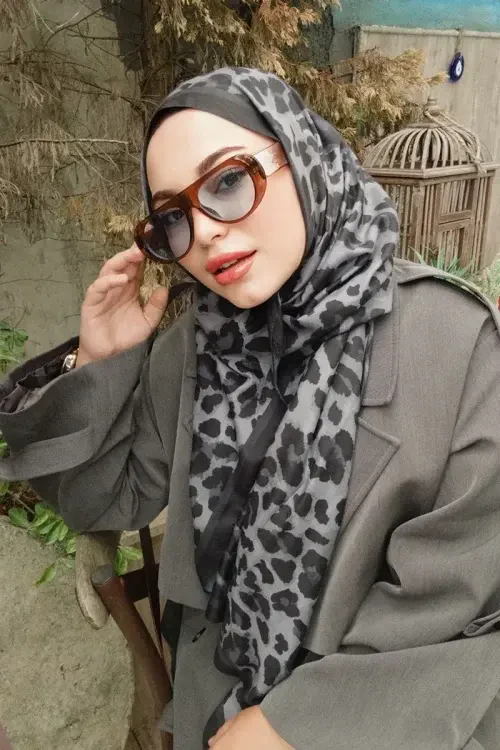 Historical Leopar Desen Şal - Acı Kahve 