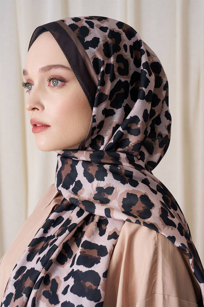 Büşra Sarıcalar Historical Leopar Desen Şal - Bej - 4