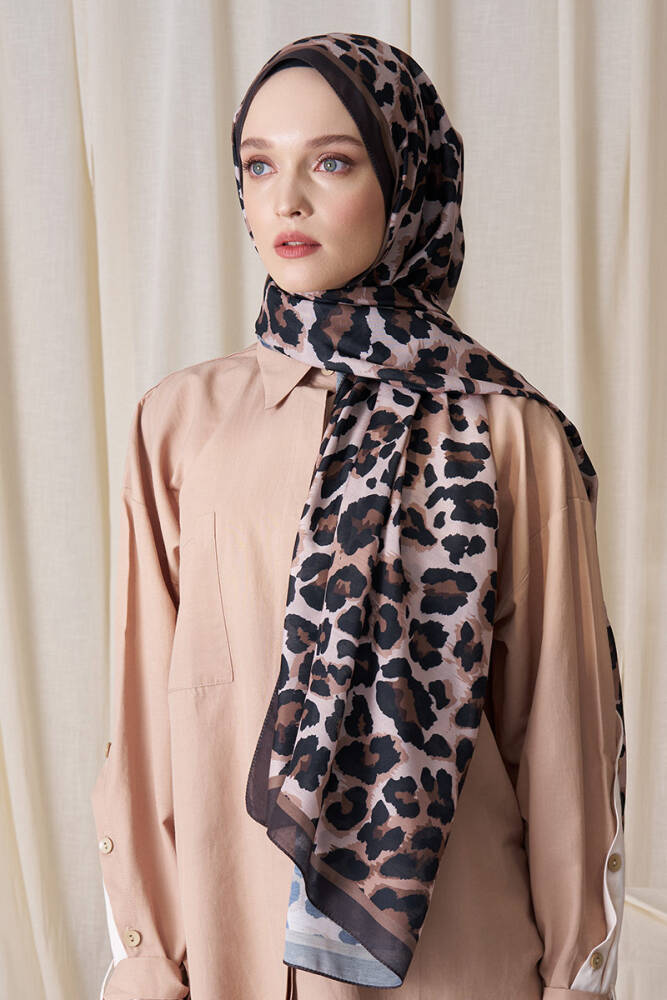 Büşra Sarıcalar Historical Leopar Desen Şal - Bej - 5