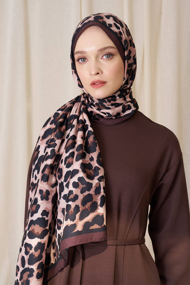 Historical Leopar Desen Şal - Kahverengi - 3