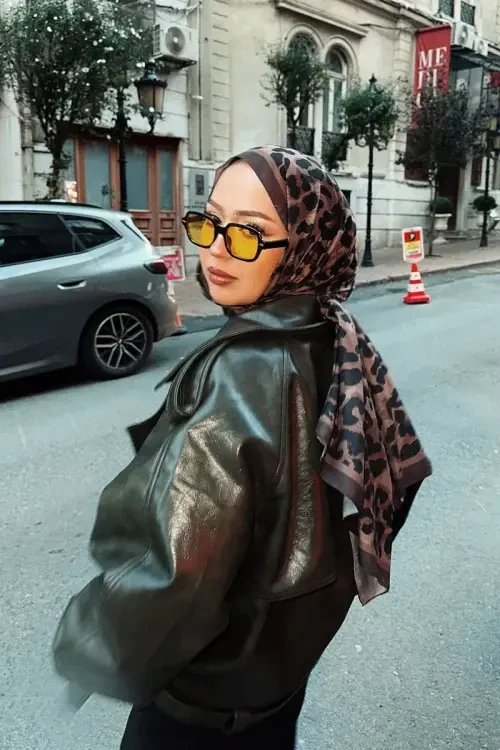 Historical Leopar Desen Şal - Mocha 