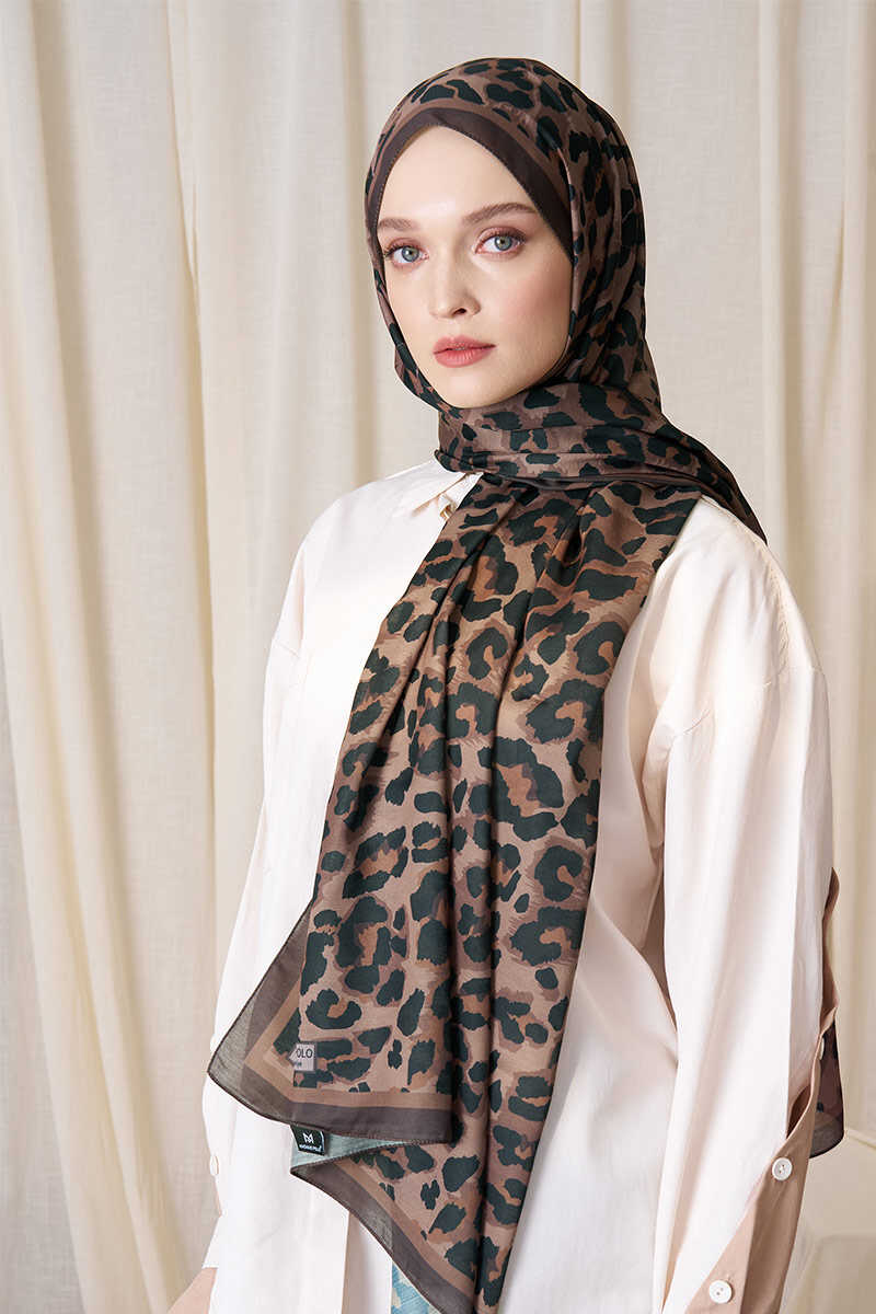 Historical Leopar Desen Şal - Mocha - MADAME POLO