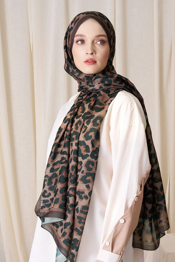 Historical Leopar Desen Şal - Mocha - 2