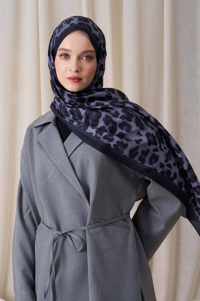 Kübra Kuş Historical Leopar Desen Şal - Siyah - 3