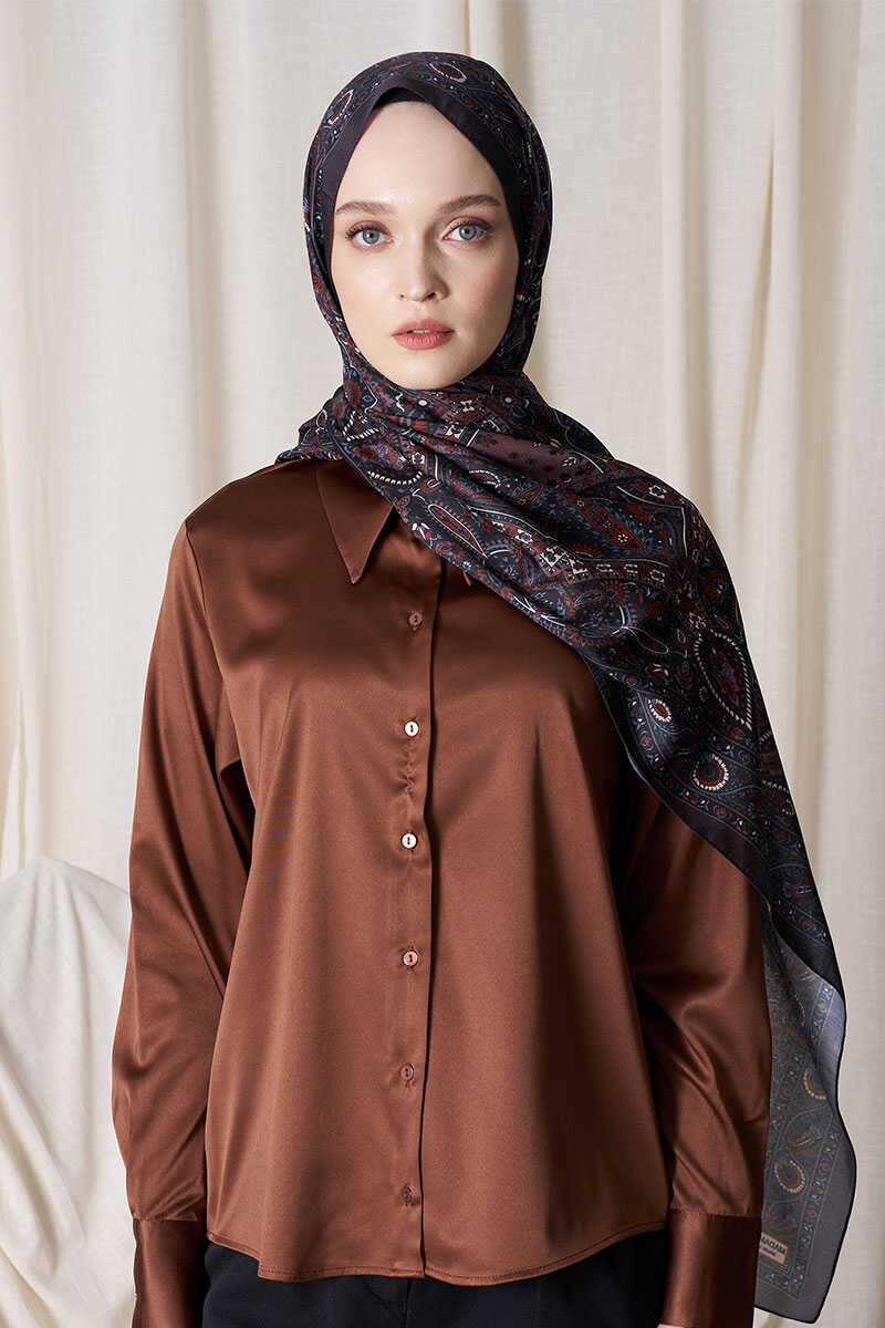 Historical Livia Desen Şal - Acı Kahve - MADAME POLO