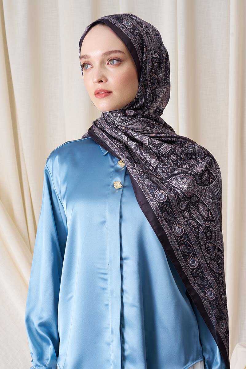 Berce Kaplan Historical Livia Desen Şal - Kahve / Bej - MADAME POLO