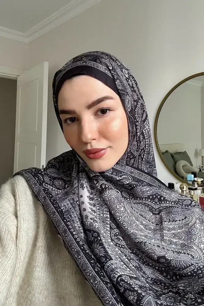 Berce Kaplan Historical Livia Desen Şal - Kahve / Bej - MADAME POLO