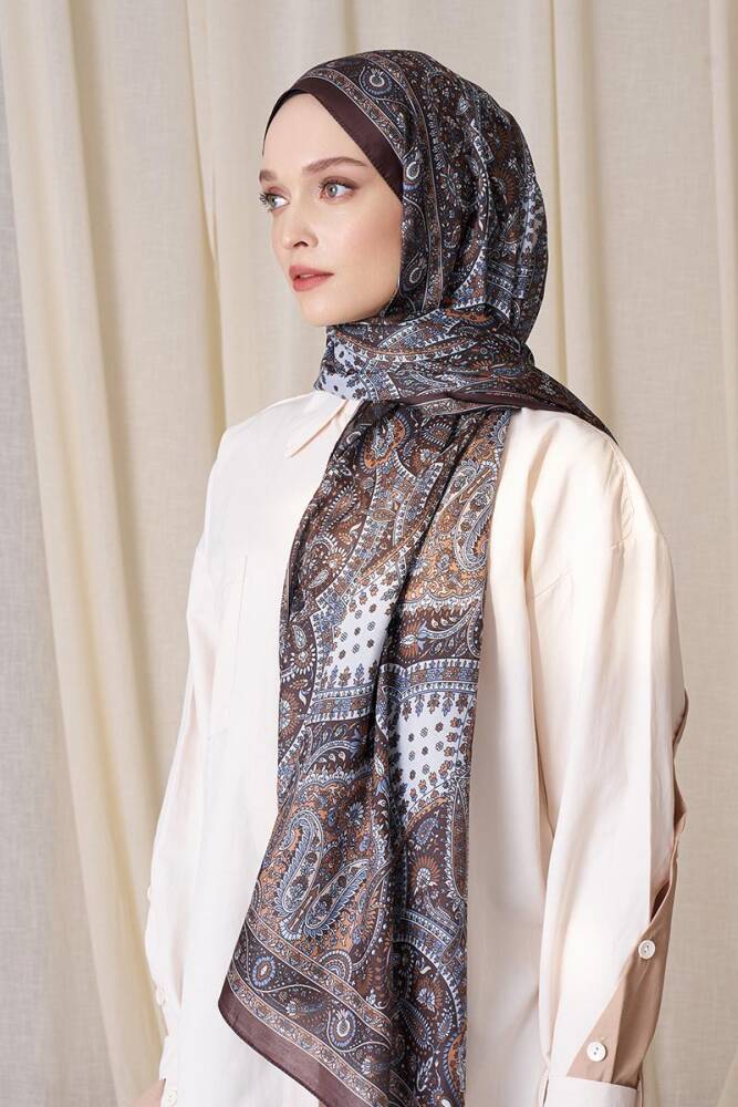 Historical Livia Desen Şal - Kahverengi - 2