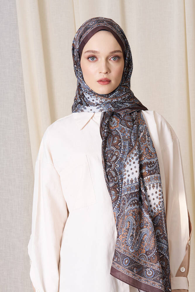 Historical Livia Desen Şal - Kahverengi - 3