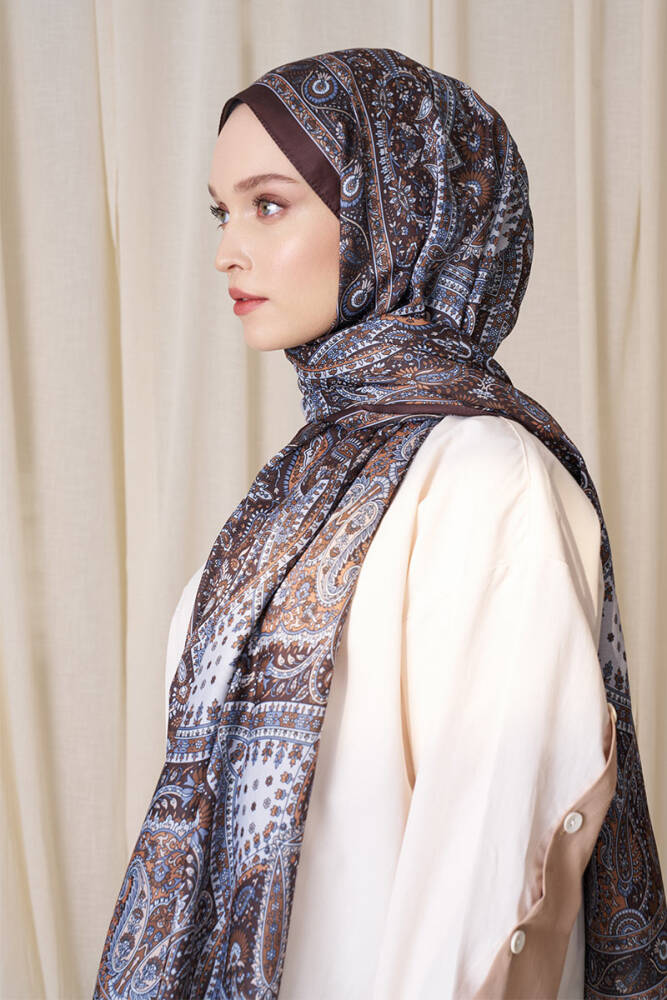 Historical Livia Desen Şal - Kahverengi - 4