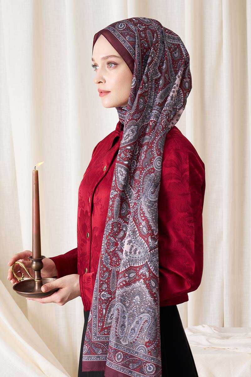 Historical Livia Desen Şal - Kırmızı - MADAME POLO