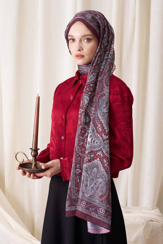 Historical Livia Desen Şal - Kırmızı - 3