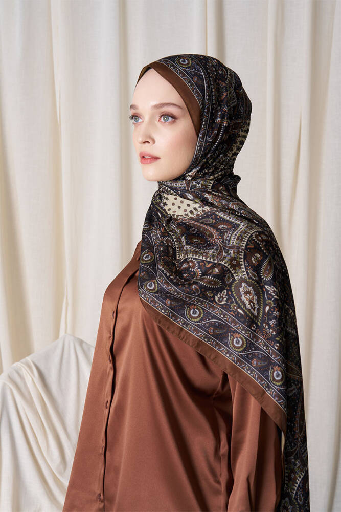 Historical Livia Desen Şal - Kızıl Kahve - 3