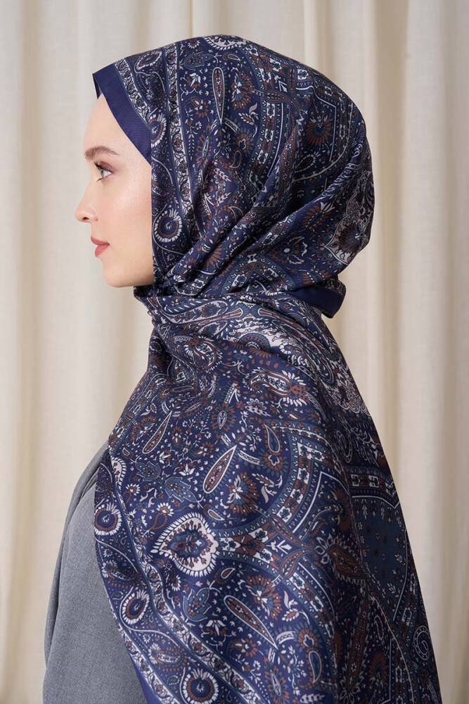 Rasiha Geçer Historical Livia Desen Şal - Lacivert - 4