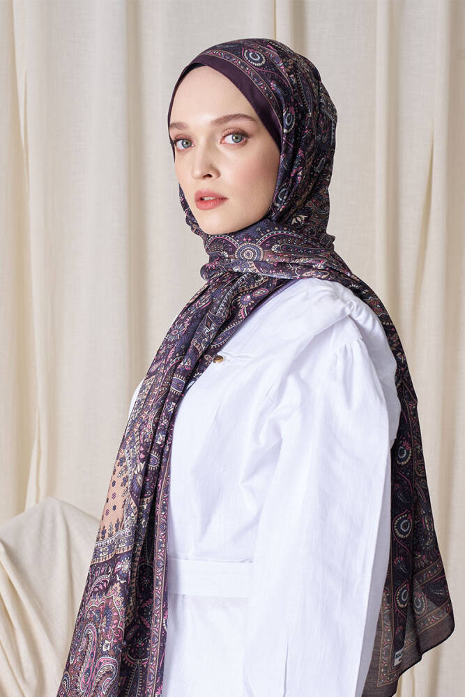 Historical Livia Desen Şal - Mor - 2