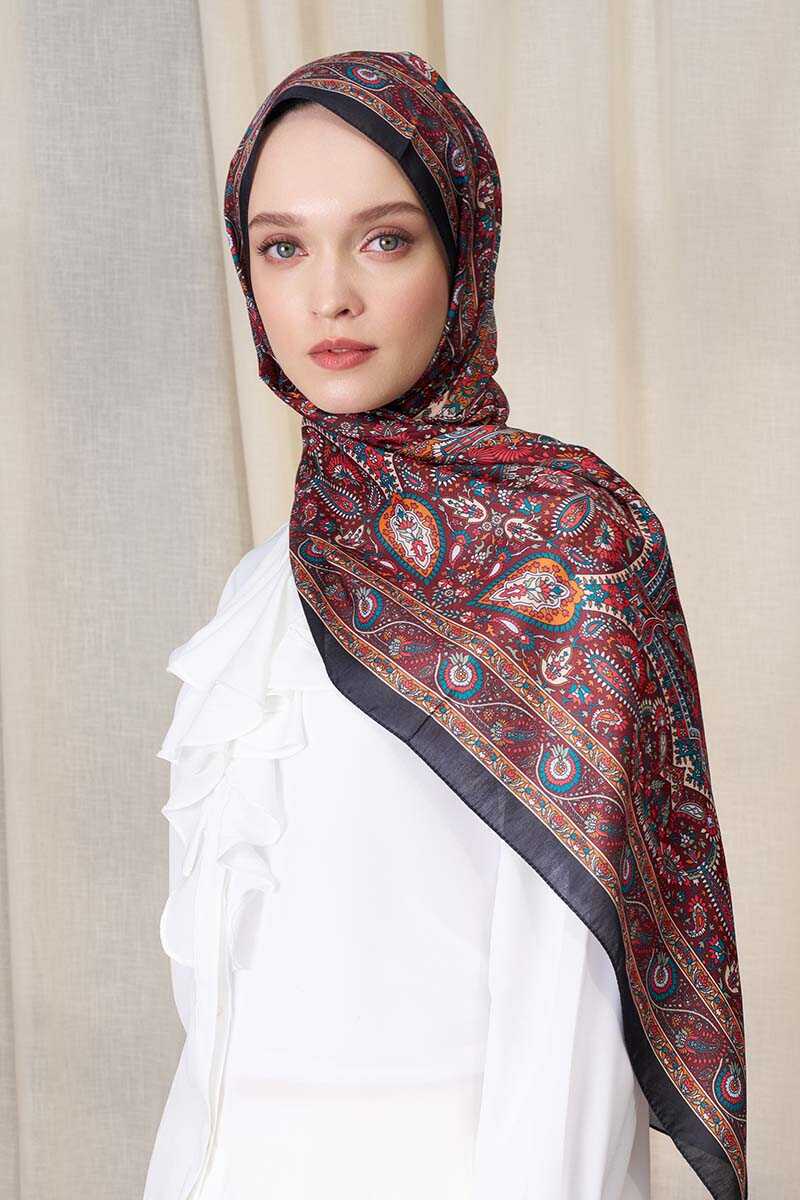 Historical Livia Desen Şal - Siyah - MADAME POLO