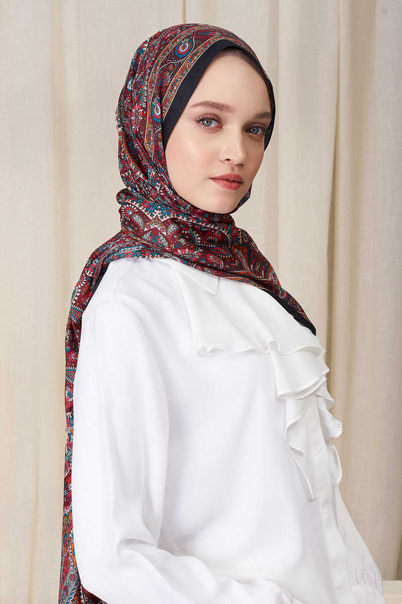 Historical Livia Desen Şal - Siyah - MADAME POLO